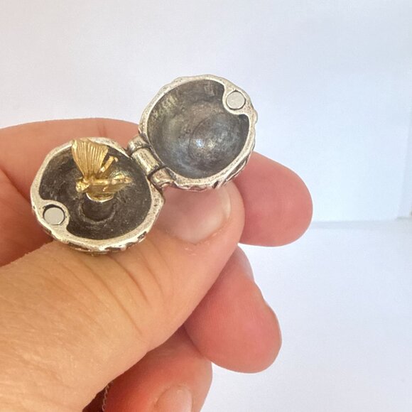 Vintage Silver Amethyst Locket Necklace with Hidden Butterfly Surprise Pendant - Picture 10 of 13